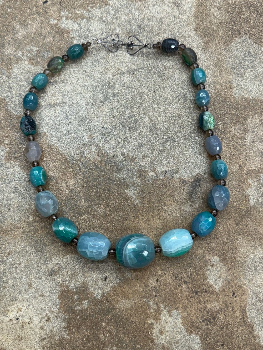 Teal Agate Beaded Necklace - Women Jewelry